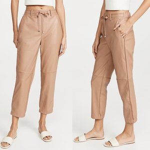 NWT Cami NYC Adene Vegan Leather Camel Cropped Drawstring Pant in Cortado